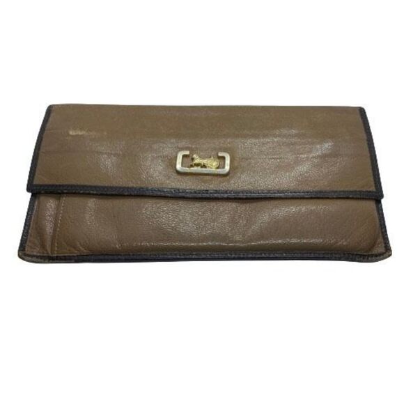 Authentic Celine Paris Vintage Brown Leather Basic Long Slim Wallet - Picture 1 of 11